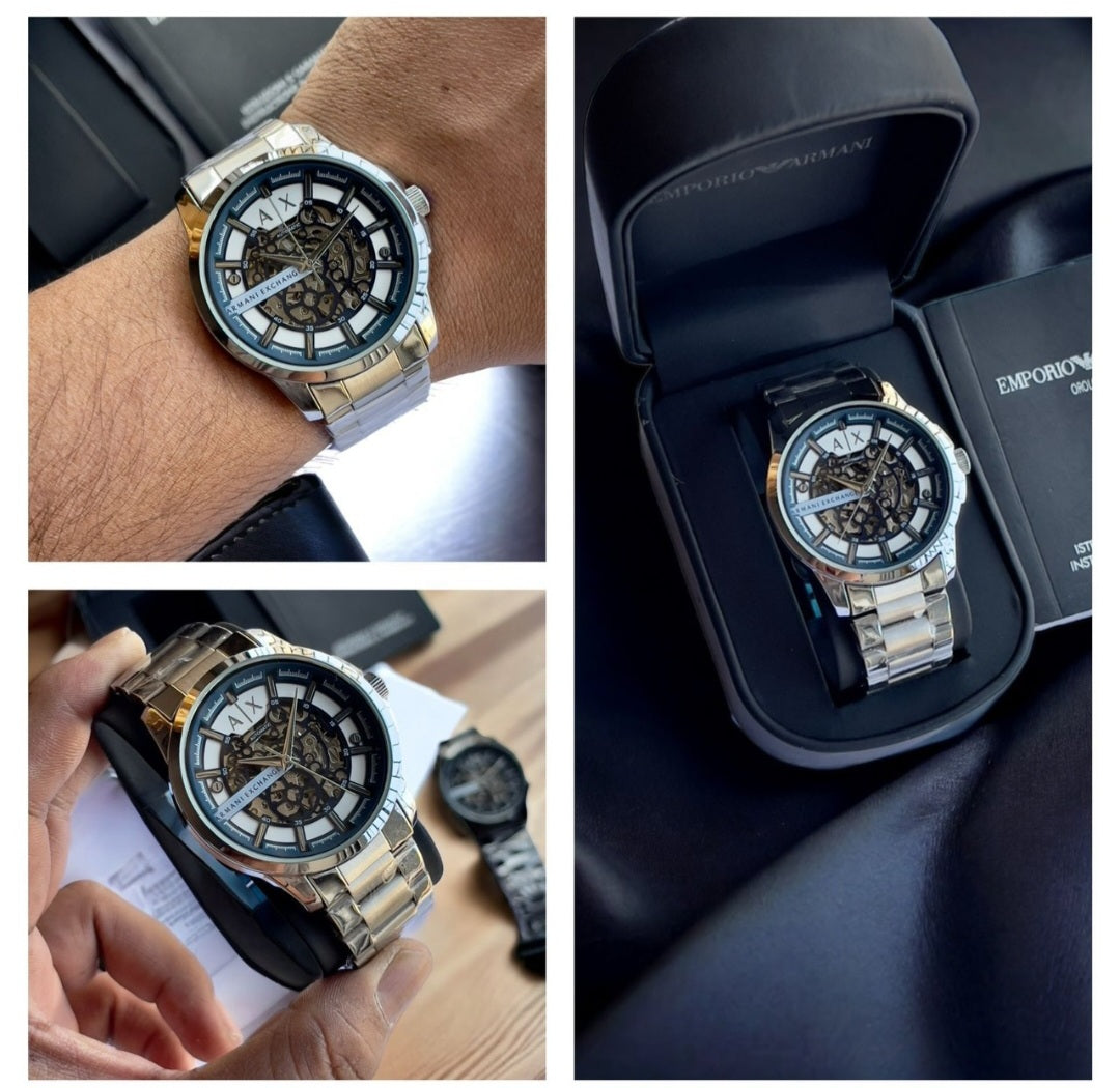 🕰️ Armani Exchange AR60003
⚙️ Automatic Open-Back Design